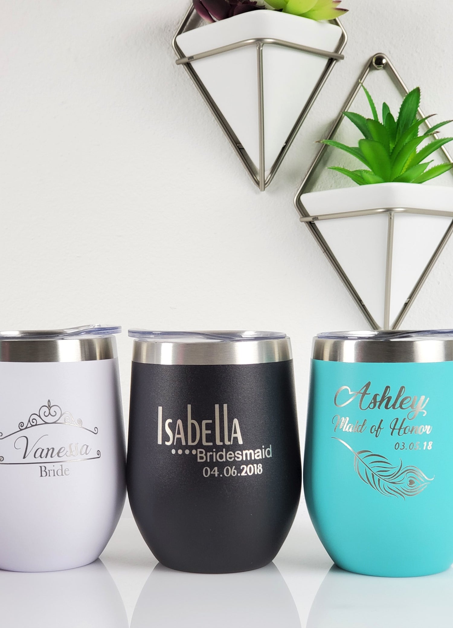 Shimmer Collection Bridal Party Wine Tumblers Personalised 12 oz Insulated Wine  Tumbler Cup – Giftsparkes