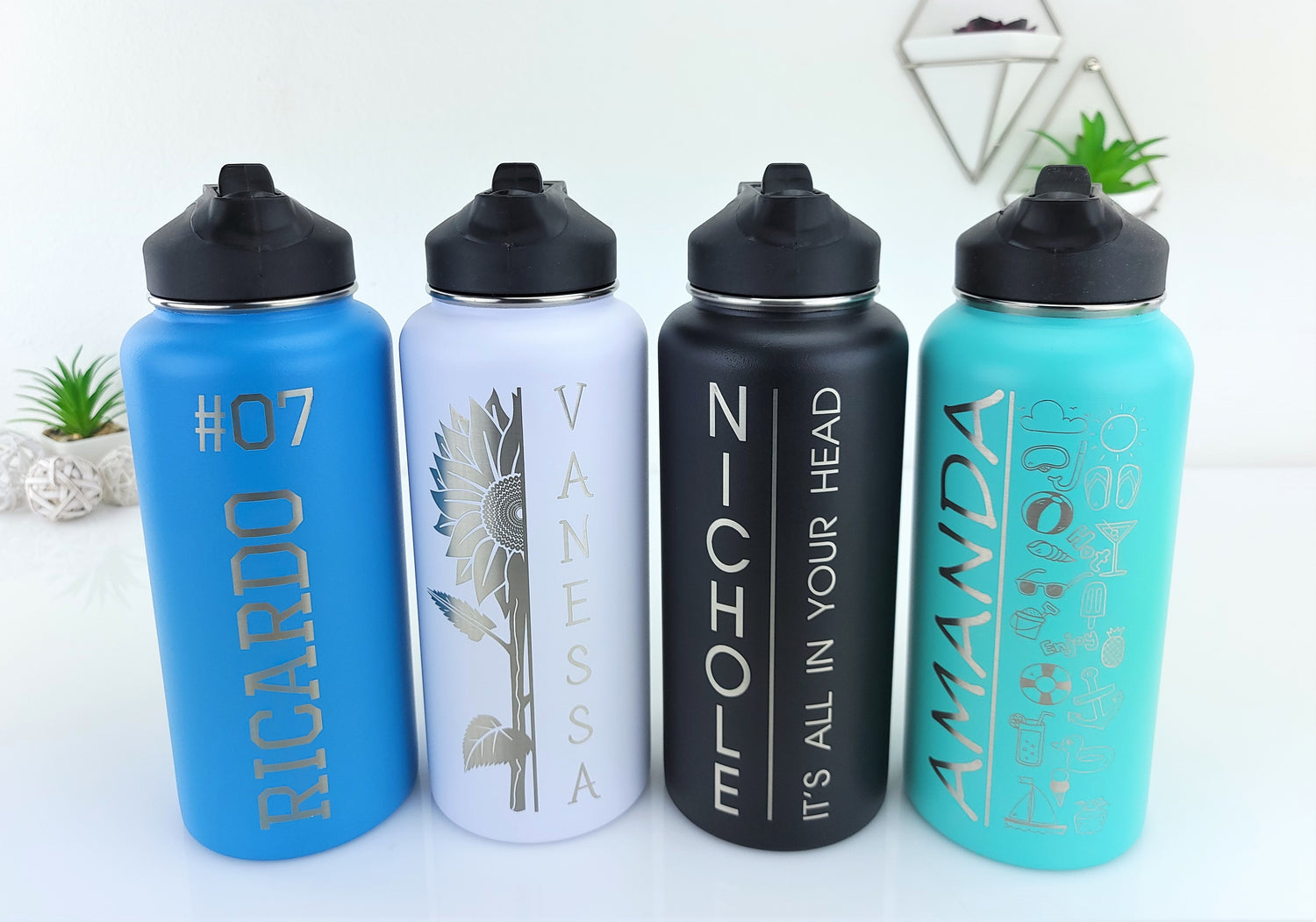 Hydro Water Bottles 32 ounce Etched - Your Name - Personalized Engraved  Hydro Water Flask Style / Christmas Gift