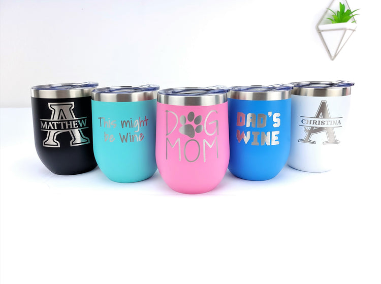 Personalized 12oz Wine Tumblers - Engraving Options