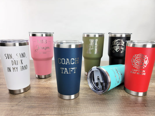 Personalized Custom Engraved Tumblers - Choose from Multiple Sizes - Engraving Options