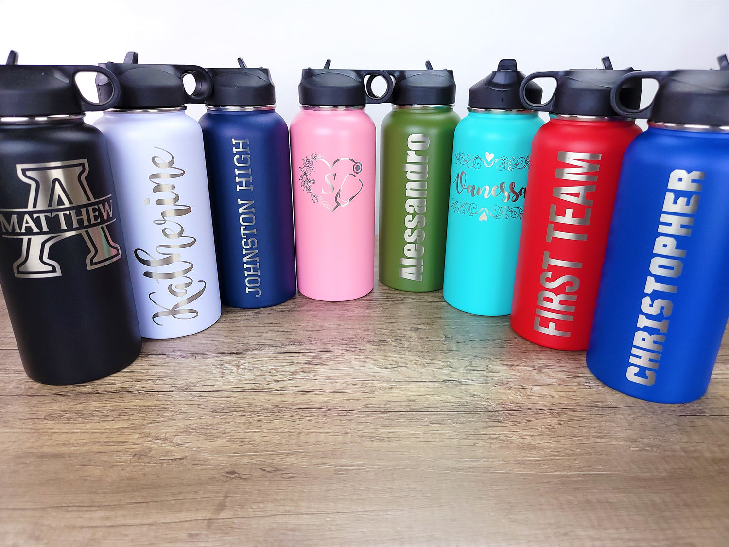 Custom Name & Initial (for Guys) Water Bottles - Laser Engraved  (Personalized)