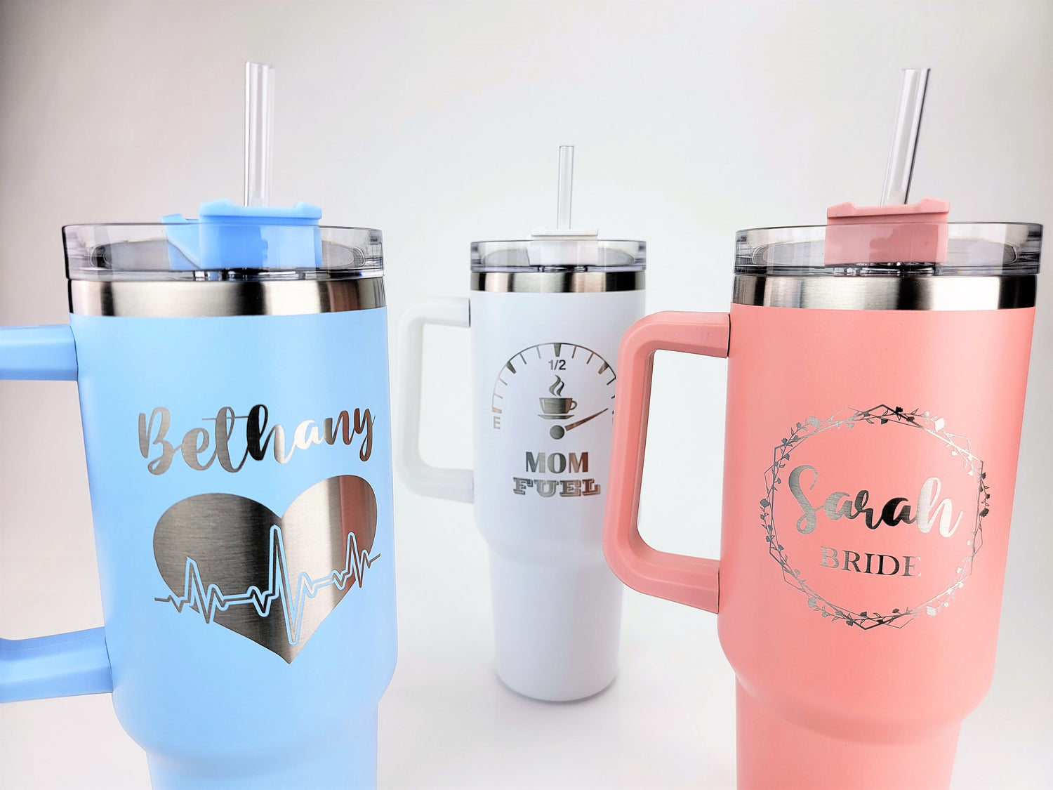 40 oz Tall Tumblers with Handle and Straw